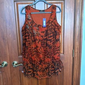 Apt. 9 Women's Rust and Black Patterned Blouse